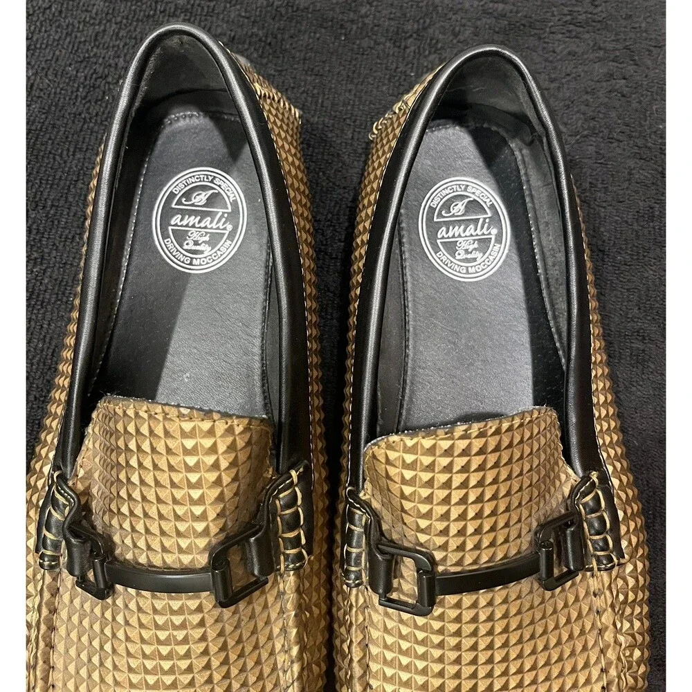 Amali VERF-153 Men’s Size 13 Copper Black Driving Moccasin Loafers Horsebit